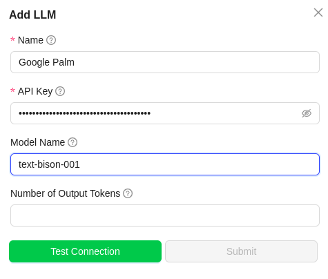 img Google Palm LLM Configuration