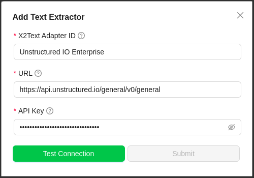 img Unstructured.io Enterprise Edition Text Extractor Configuration