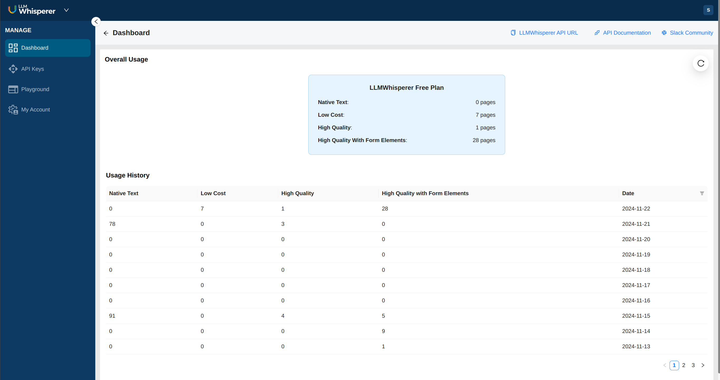 img LLMWhisperer Dashboard