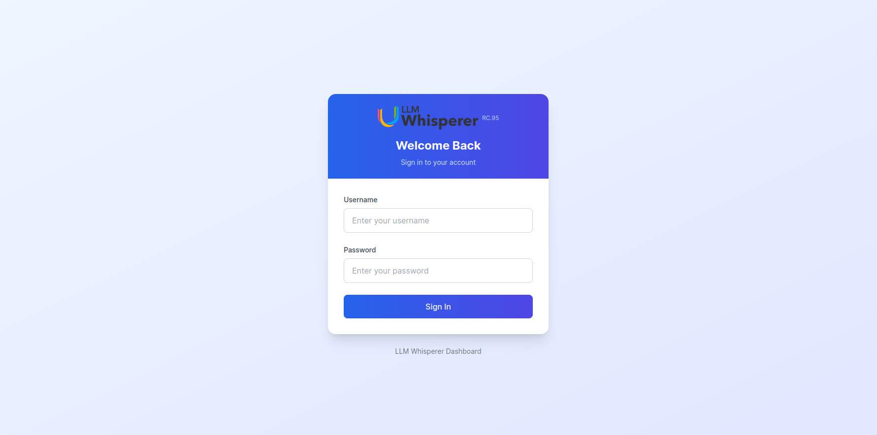 Login screen