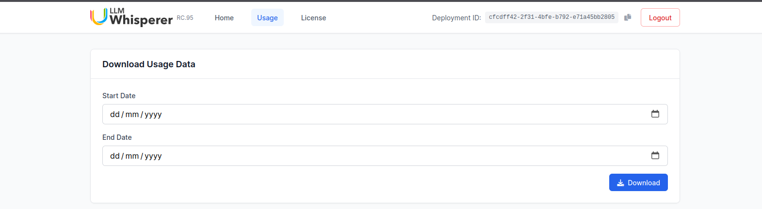 Usage screen