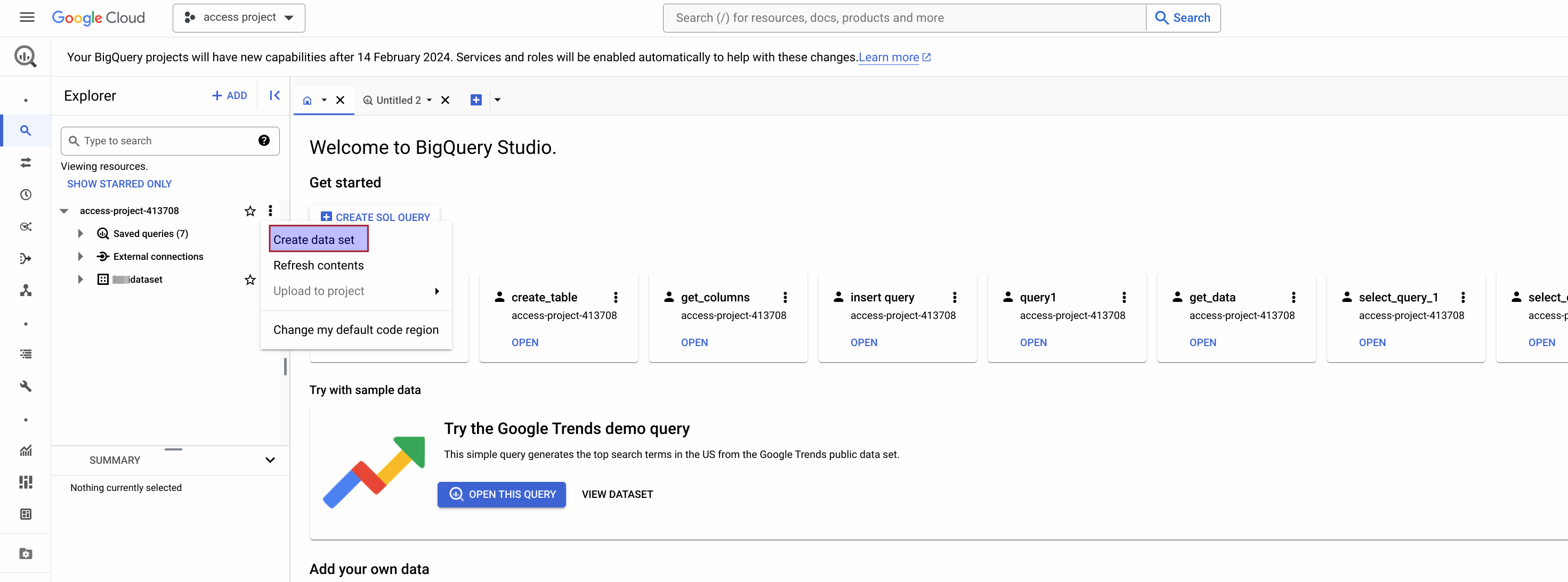 img BigQuery create project 2