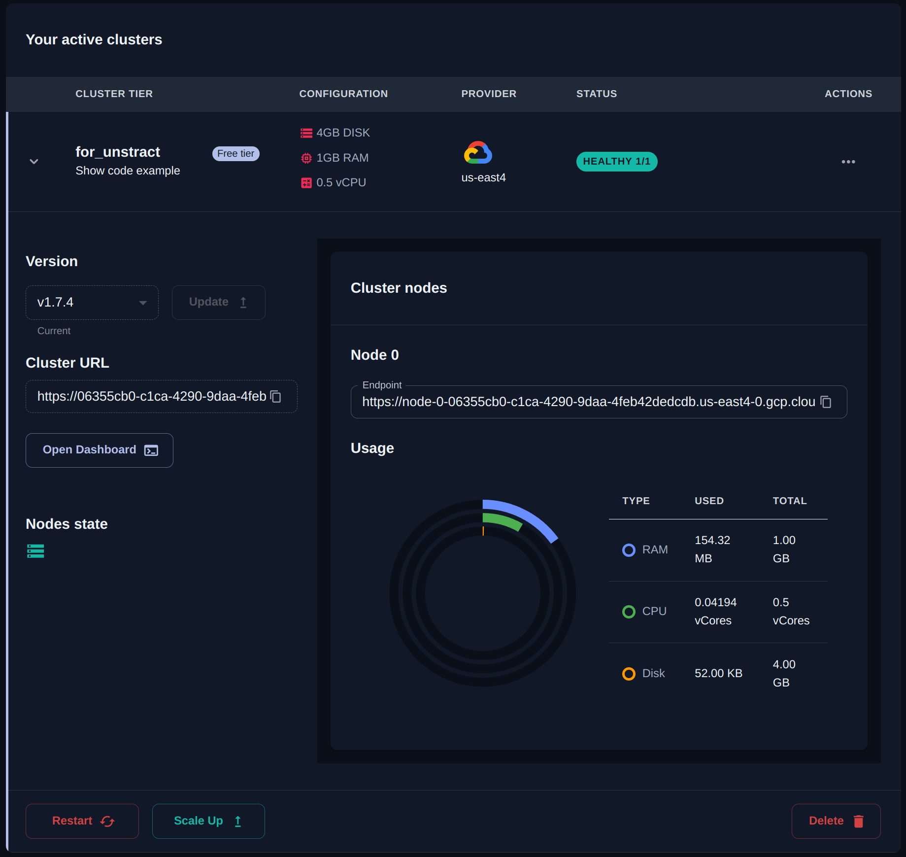 img Qdrant cluster details