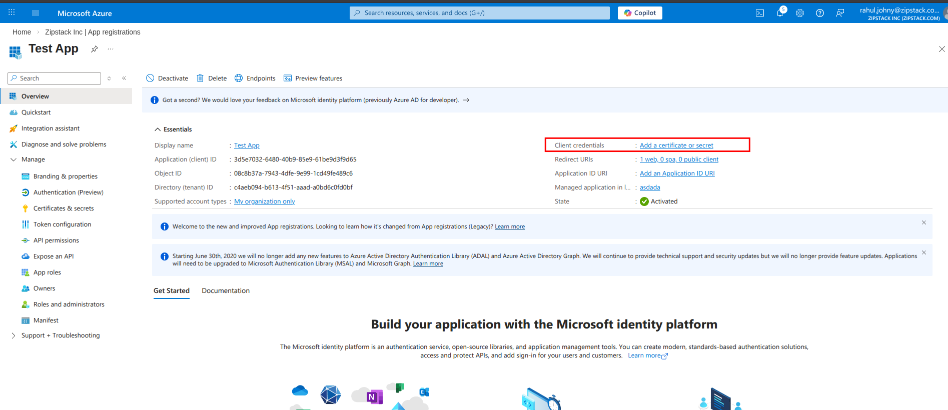 Navigate to Client Secret