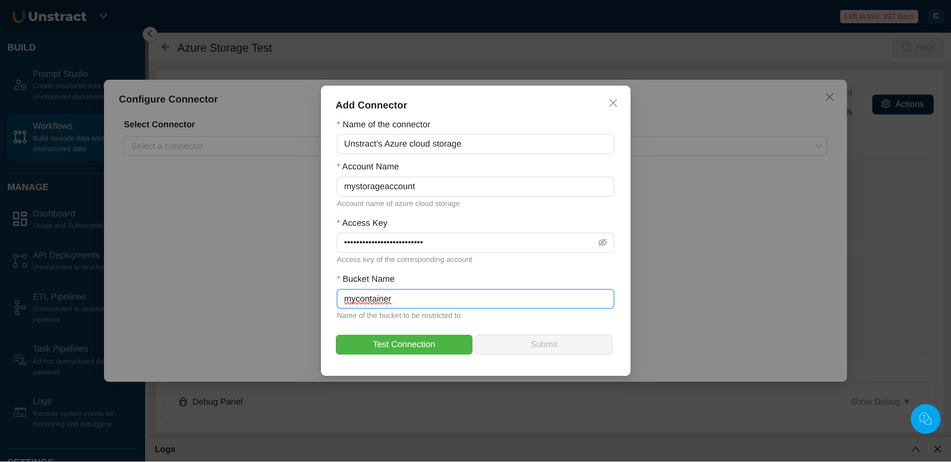Azure Cloud Storage Configuration