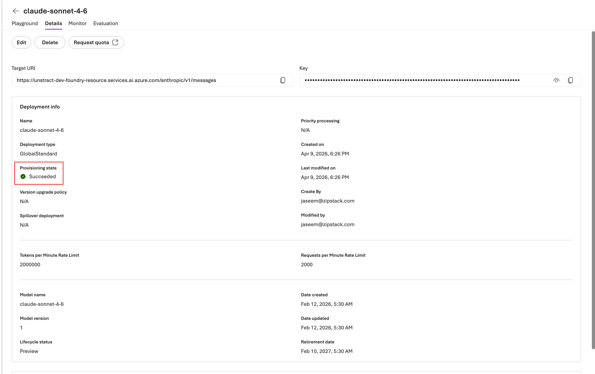 Azure AI Foundry Deployment Succeeded