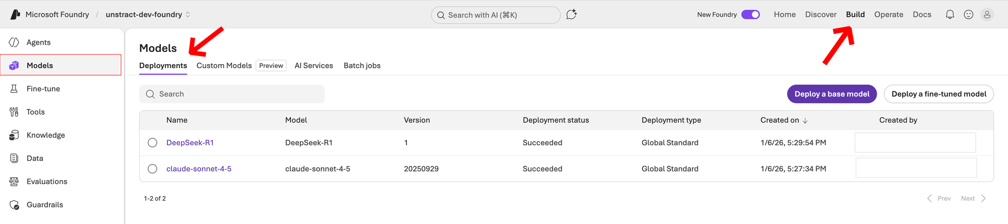 Azure AI Foundry Deployments