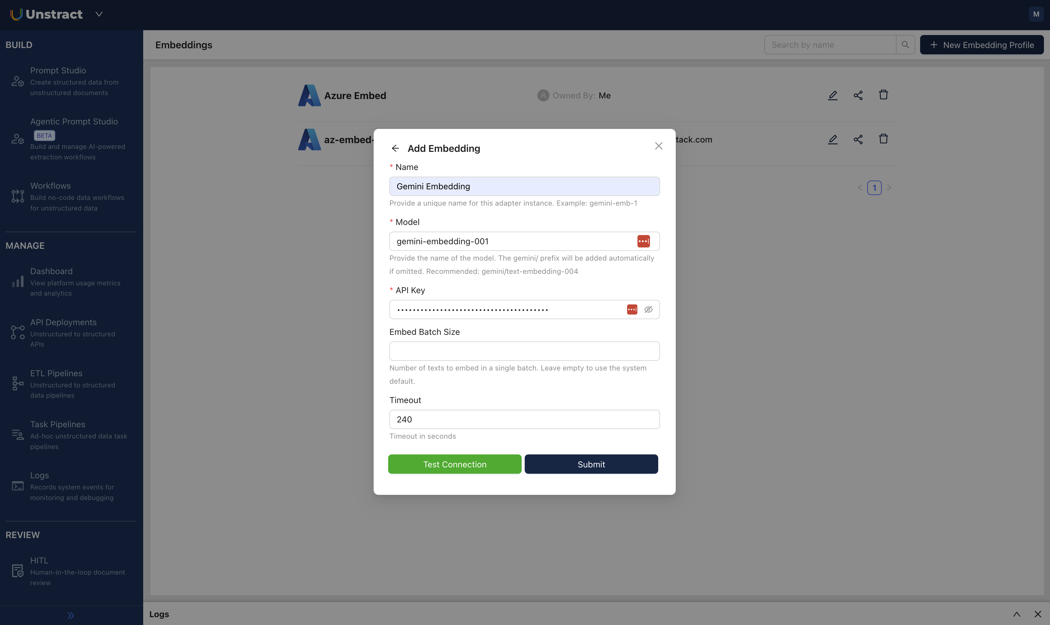 img Gemini Embedding Configuration