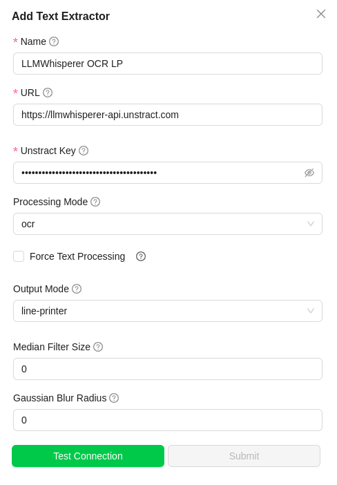 img LLMWhisperer Text Extractor Configuration