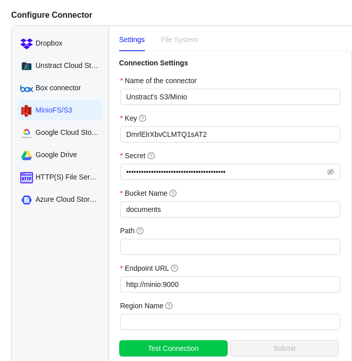 img S3/Minio Filesysem Configuration