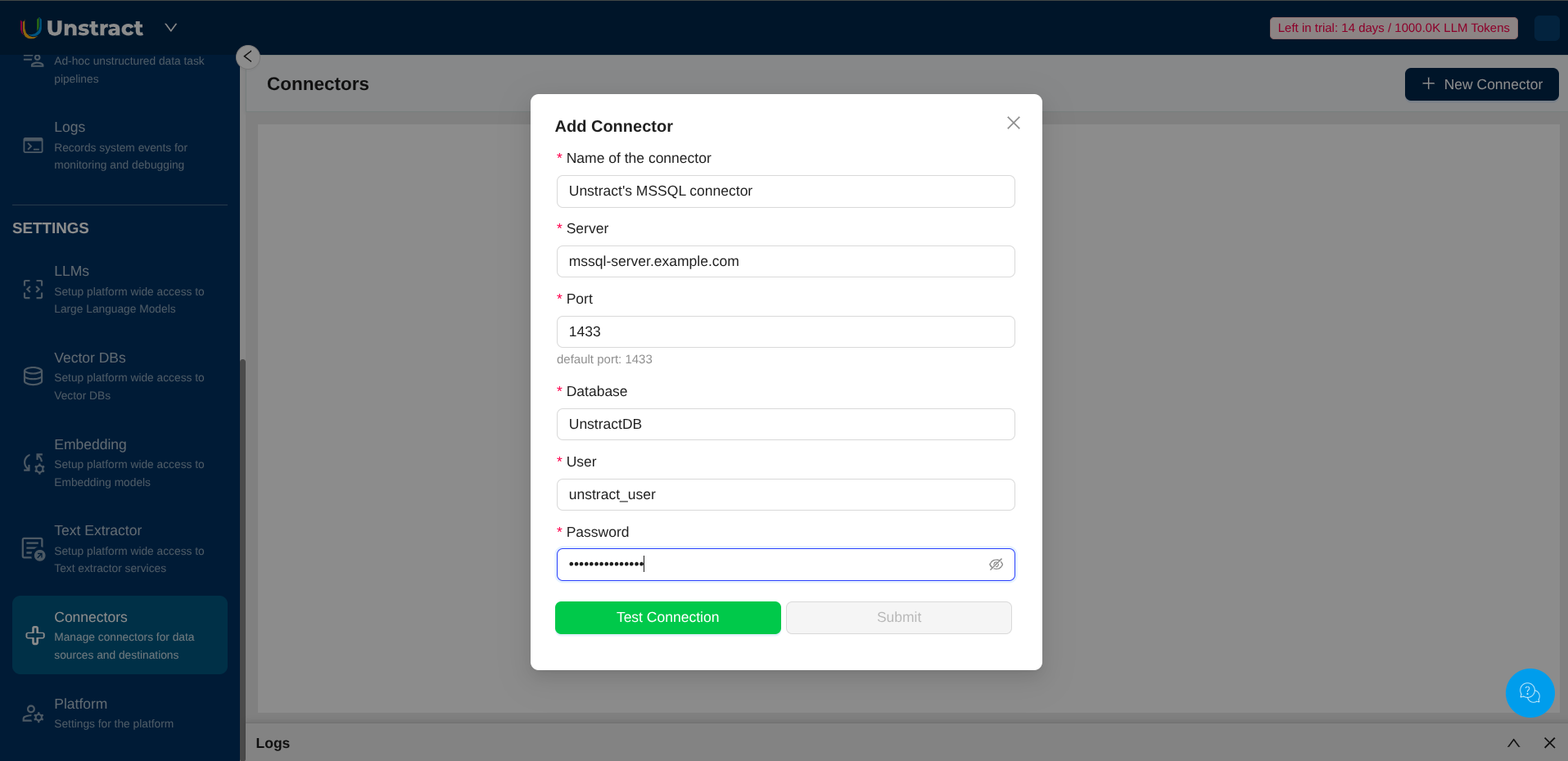MSSQL Connector Configuration