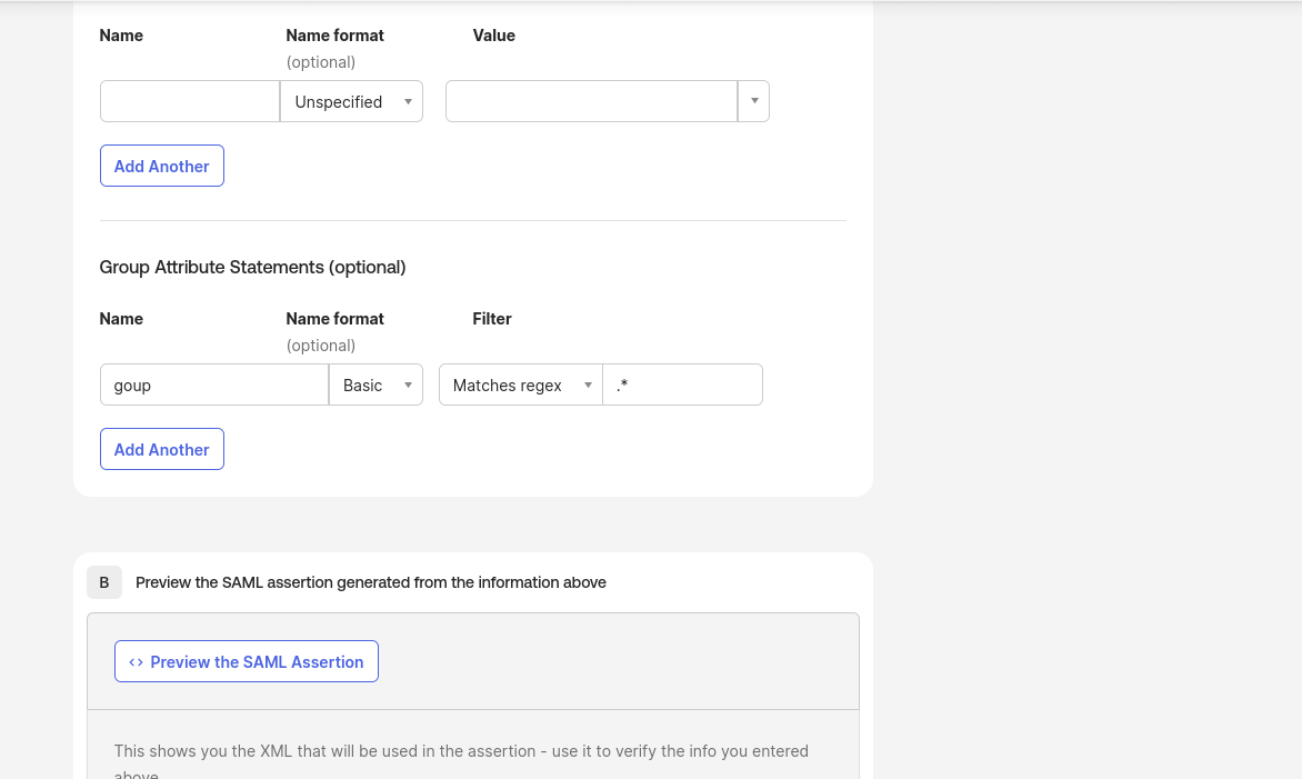 SAML — Configure SAML (Group Attribute Statements)