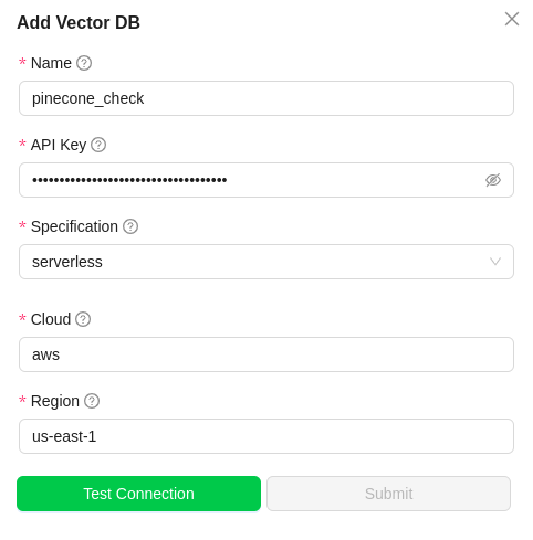 img Pinecone Vector Database Configuration