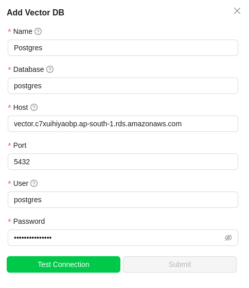 img Postgres Vector DB Configuration