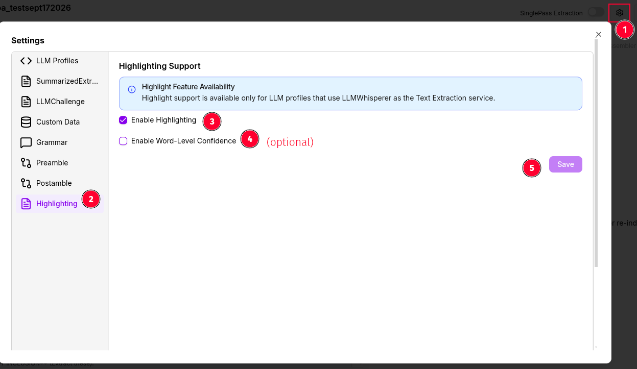 Prompt Studio Highlighting settings