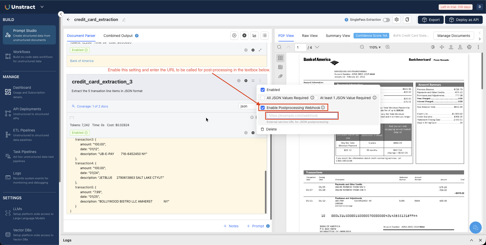 Post-Processing Webhook Configuration