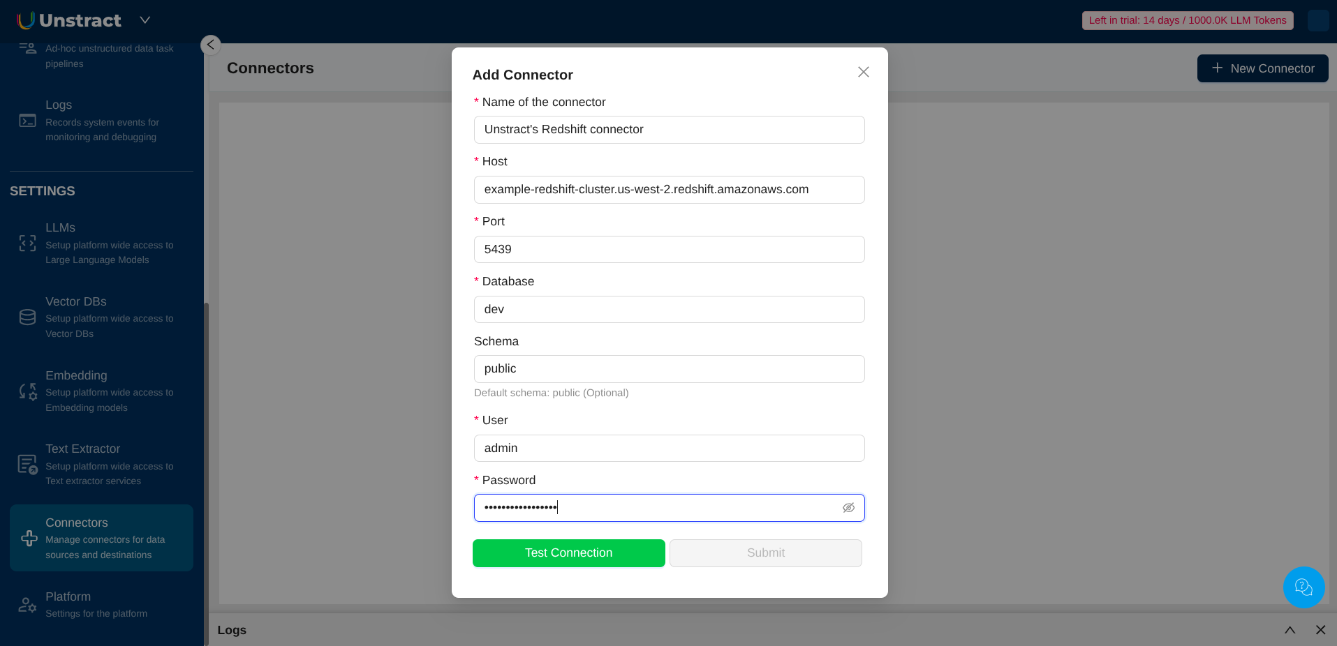 Redshift Connector Configuration